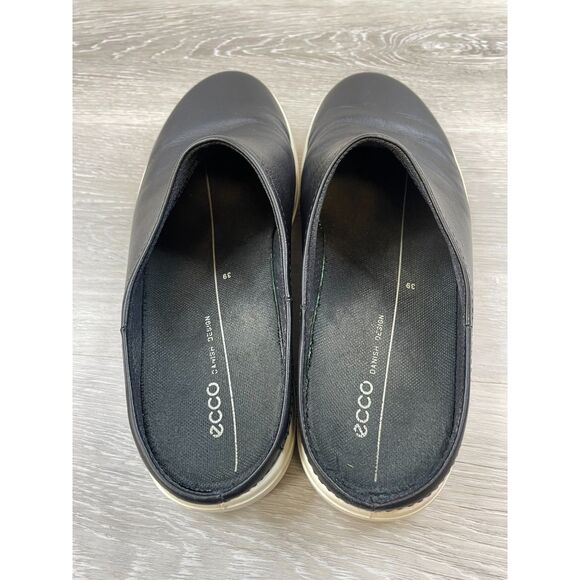Ecco Soft Classic Women's Sneaker Closed Toe Leather 8.5 Black Mule Shoes - Picture 8 of 10